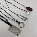 コーム ネックレス くし 櫛 アクセサリー レディース 韓国 秋 ロープ ロング シルバー ボルドー
