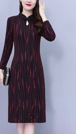 ワンピース レディース 春夏 ミセス 婦人 きれいめ 上品 40代 50代 中国風 チャイナドレス 長袖 スカート スリット ミドル丈 レッド ワンピース レディース 春夏 ミセス 婦人 きれいめ 上品 40代 50代 中国風 チャイナドレス 長袖 スカート スリット ミドル丈 レッド
