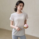 ヨガ ウェア レディース 背中開き スポーツウェア トレーニング フィットネス ピラティス トップス Tシャツ 半袖 ラウンドネック 薄手 ホワイト グリーン ...