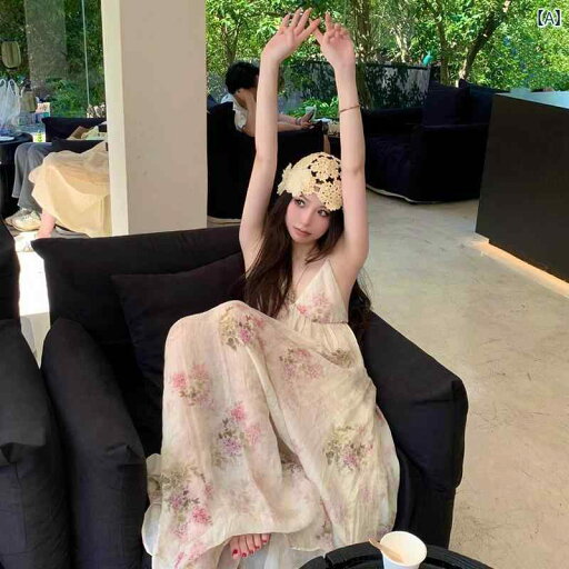 ワンピース 背中 開き バックレス ドレス レディース 夏 リゾート リラックス Aラインスカート Vネック ロング丈 ゆったり 花柄 ベージュ ワンピース 背中 開き バックレス ドレス レディース 夏 リゾート リラックス Aラインスカート Vネック ロング丈 ゆったり 花柄 ベージュ