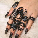 スパイダー 蜘蛛 ドクロ 指輪 リング アクセサリー y2k おしゃれ ファッション クール セット黒