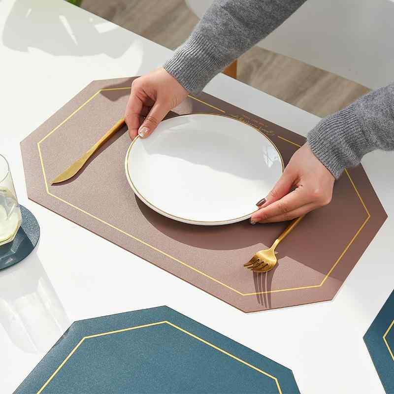 ランチョンマット おしゃれ レザー 汚れ防止 耐熱 厚手 断熱 プレースマット 洋食器 ブルー グリーン レッド