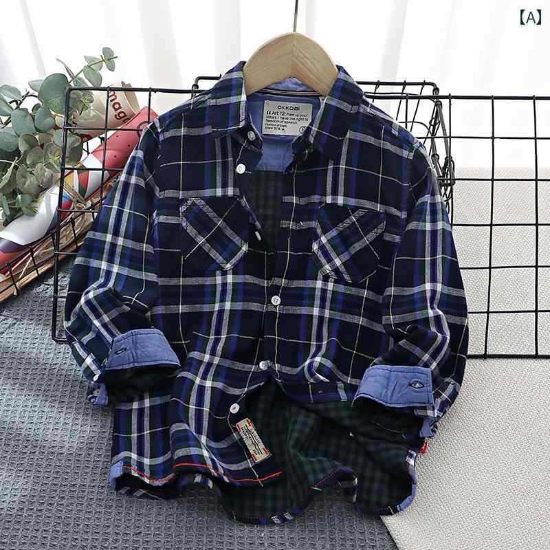 キッズ 子供服 男の子 トップス 春秋 カジュアル シャツ 長袖 コットン チェック ネイビー グリーン レ..