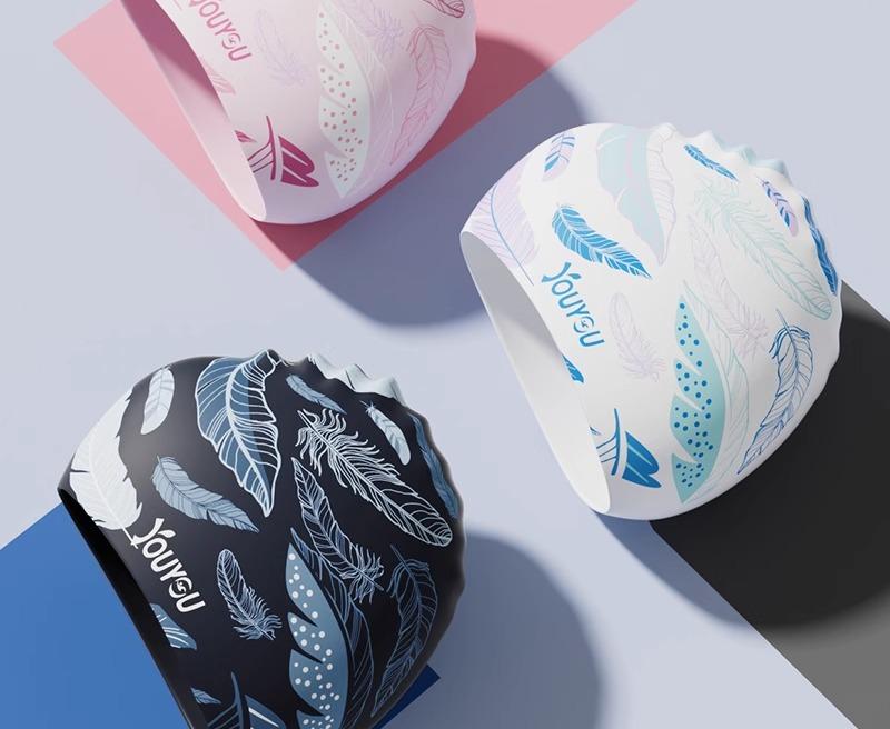 スイムキャップ 大人 水泳帽 メンズ レディース 夏 ゴーグル フェザー フラミンゴ ロングヘア 防水 シリコン 水泳 ホワイト ピンク ブルー