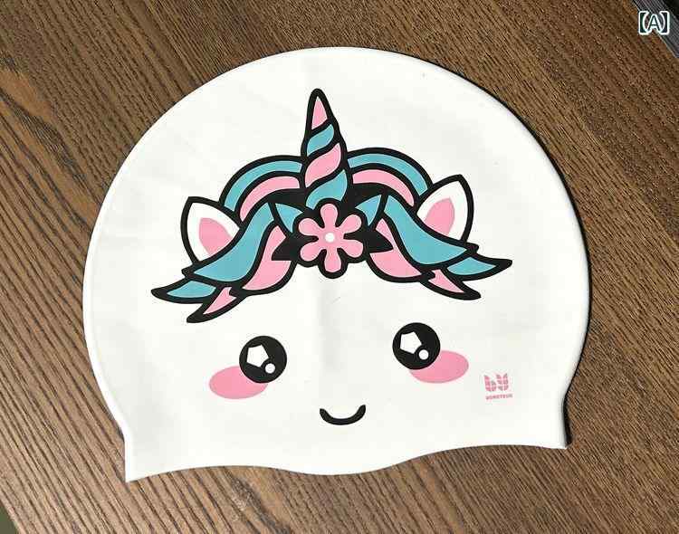 スイムキャップ 大人 子供 水泳帽 夏 ロングヘア かわいい シリコン 水泳 ホワイト ブルー てんとう虫