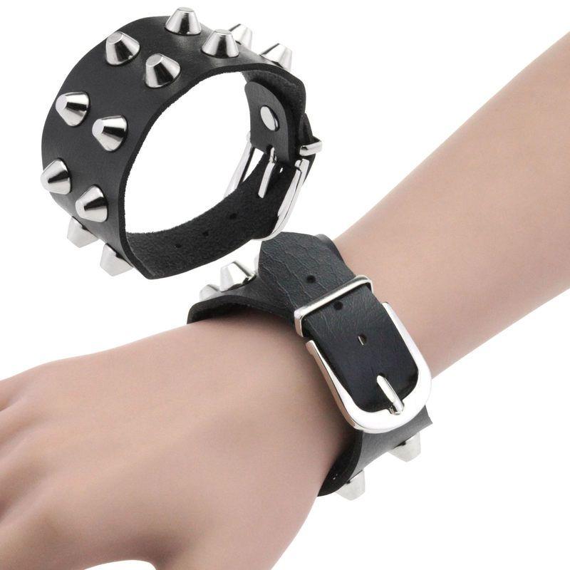 アームレット バングル 腕輪 ブレスレット 二の腕 アクセサリー メンズ レディース カップル スタッズ パンク ロック メタル ブラック ホワイト ブラウン