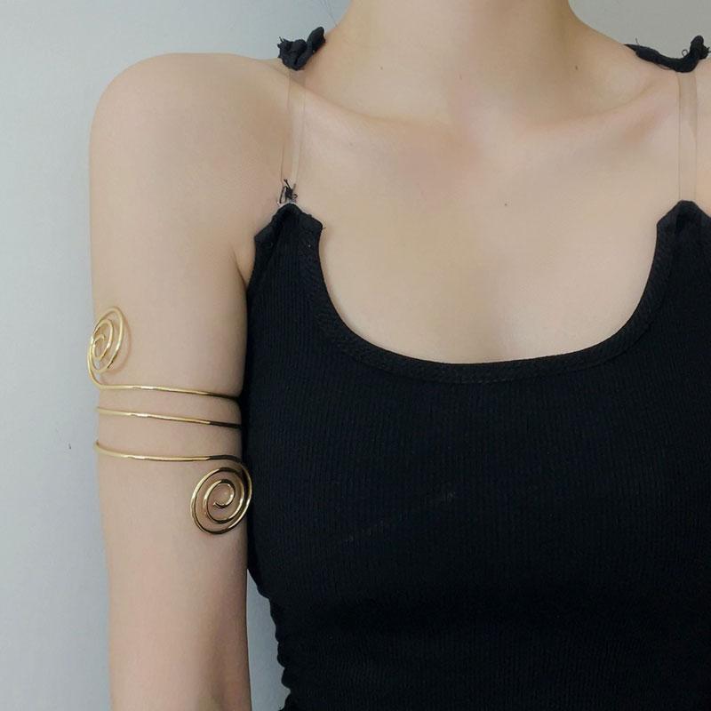 アームレット バングル 腕輪 ブレスレット 二の腕 アクセサリー レディース オープン レトロ ジュエリー ゴールド シルバー