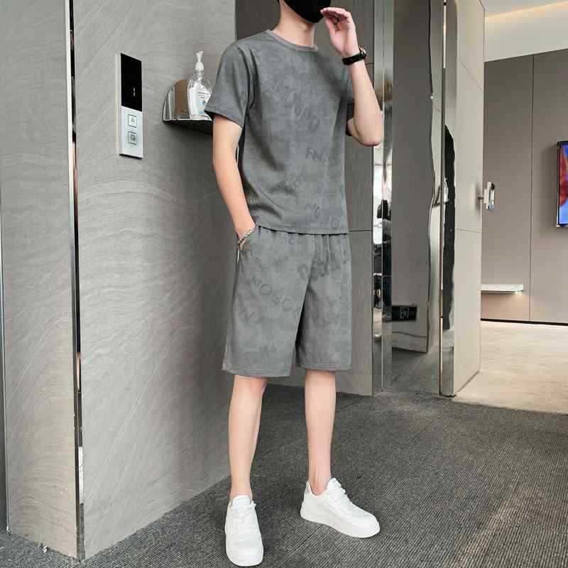 セットアップ 上下セット メンズ 半袖 ハーフパンツ 半パン 夏 カジュアル Tシャツ ショートパンツ ツーピース ラウンドネック 迷彩 グレー ブラック