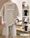 セットアップ 上下セット メンズ 半袖 ハーフパンツ 半パン 夏 スポーツ カジュアル Tシャツ ショートパンツ ツーピース ラウンドネック 薄手 ゆったり オ...