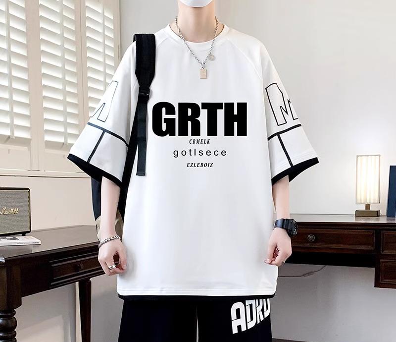 セットアップ 上下セット メンズ 半袖 ハーフパンツ 半パン 夏 カジュアル Tシャツ ショートパンツ ツーピース ラウンドネック ホワイト ブラック