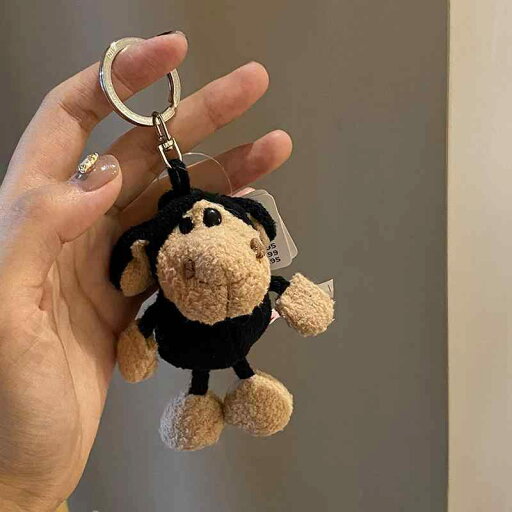 キーホルダー かわいい 子羊 ウール ぬいぐるみ 人形 バッグ ペンダント カップル ブラック キーホルダー かわいい 子羊 ウール ぬいぐるみ 人形 バッグ ペンダント カップル ブラック