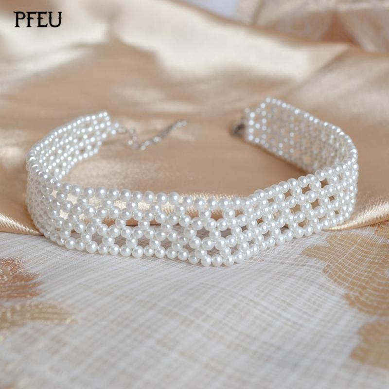 チョーカー パール レディース ネックレス アクセサリー 韓国 ワイド ショート マルチレイヤー ネック ストラップ ジュエリー ホワイト