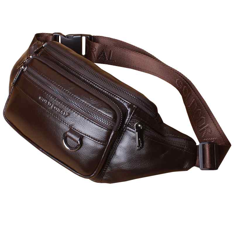 ショルダーバッグ メンズ ウエスト 牛革 レジャー スポーツ サイクリング ジッパー ブラック ブラウン ..