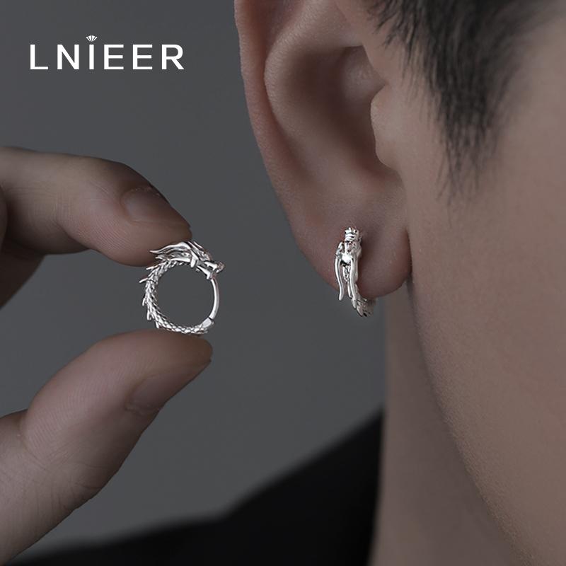 ピアス メンズ レディース アクセサリー S925 スターリングシルバー イヤリング ドラゴン 中国風 シル..