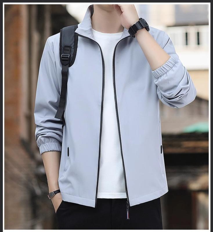 ジャージ 上下 メンズ ジャケット カジュアル 防風 ゆったり トップス ジップアップ 春秋 グレー ブラック ブルー