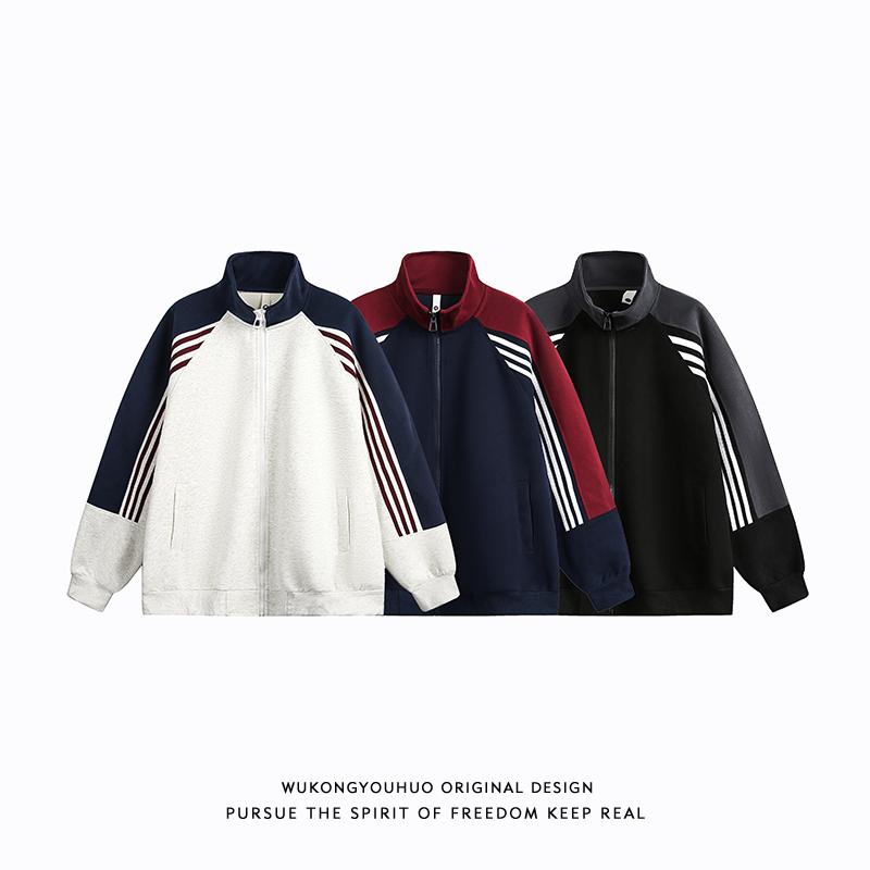 ジャージ メンズ レディース カップル ファッション レトロ スポーツ ジャケット ジップアップ 春秋 ホワイト ネイビー ブラック