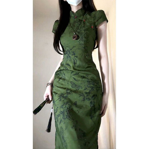 ワンピース レディース 女性用 中華風 レトロ ヴィンテージ チャイナドレス 夏 半袖 隠し柄 織り柄 ジャガード ワンピース レディース 女性用 中華風 レトロ ヴィンテージ チャイナドレス 夏 半袖 隠し柄 織り柄 ジャガード