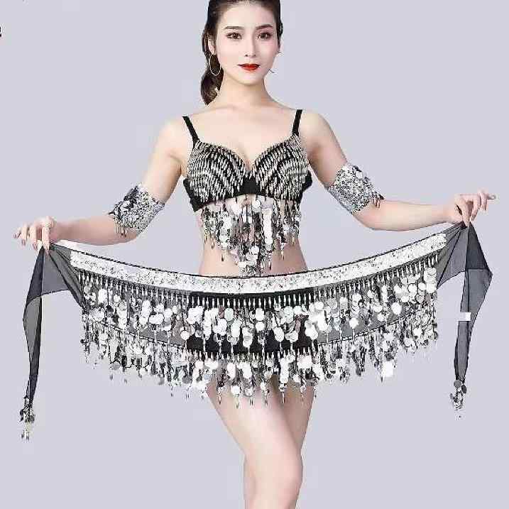 ベリーダンス ヒップスカーフ レディース スパンコール フリンジ ウエストチェーン ダンス衣装 舞台 発..