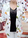 ジャケット レディース 薄手 洋風 小洒落 ポリエステル 花柄 プリント スリムフィット スーツ アウター 緑葉 紅花 水墨画 楓の葉 ボヘミアンスタイル