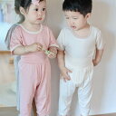 パジャマ 女の子 キッズ 半袖 七分丈パンツ 上下セット 薄手 ルームウェア ハイウエスト 竹繊維 レーヨン 冷房対策 吸湿速乾 快適