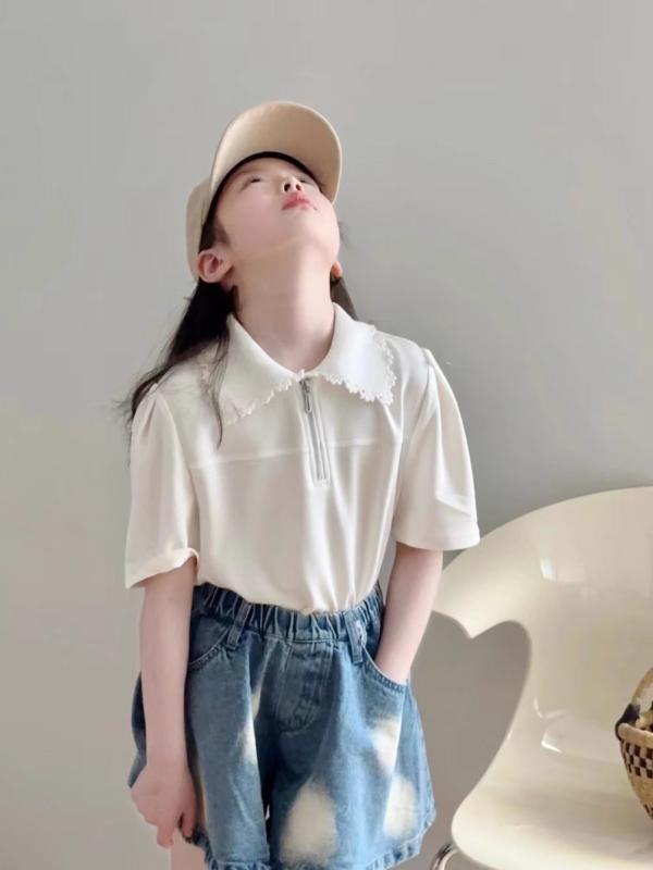 ポロシャツ キッズ 半袖 女の子 子供服 春夏 カジュアル かわいい ガーリー 韓国 ファッション おしゃ..