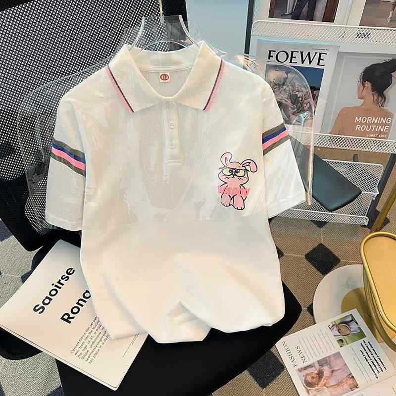 ポロシャツ キッズ 半袖 女の子 子供服 夏 カジュアル かわいい ガーリー ファッション おしゃれ トップス ホワイト グレー