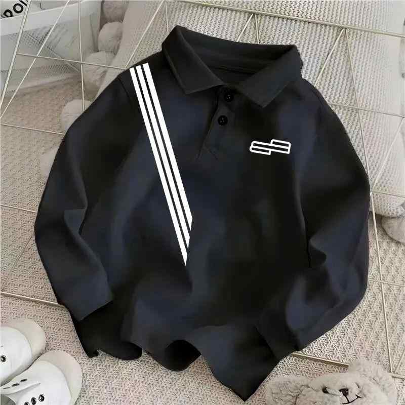 ポロシャツ キッズ 長袖 男の子 子供服 春秋 韓国 ファッション トップス カジュアル ホワイト ブラック