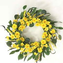 造花 リース 春 デイジー 小花 玄関 ドア飾り 壁掛け プラスチック製 イエロー 黄色 ハンドメイド 手作り アメリカン カントリー風 かわいい おしゃれ インテリア 装飾 デコレーション プレゼント ギフト