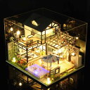 ミニチュアハウス 女性向け DIY 木製 水墨画風 組み立てキット ダストカバー付き 手作り模型 大人の趣味 誕生日プレゼント アートハウス