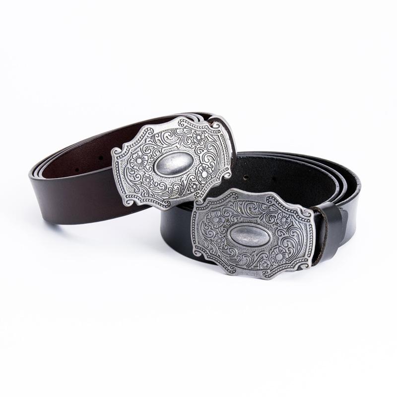 ベルト メンズ 男性用 牛革 本革 レザー レトロ アンティーク調 彫刻模様 型押し デザイン 時代劇 コス..