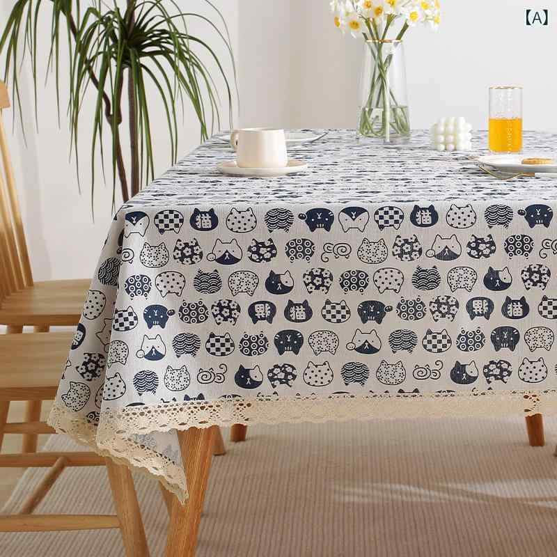 テーブルクロス 綿麻 コットンリネン 布製 長方形 正方形 マルチカバー 北欧風 デスクマット ダイニン..