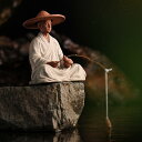 置物 姜太公 姜子牙 釣り人 紫砂陶器 フィギュア 禅風 オブジェ 水槽 盆栽 築山 ミニチュアガーデン 景観装飾 室内 インテリア