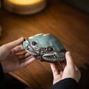 置物 カニ 陶器 哥窯 開片 ひび割れ紋様 リビング 居間 インテリア装飾 卓上 茶道 茶器 茶寵オブジェ ユニーク 大型 和モダン 芸術品