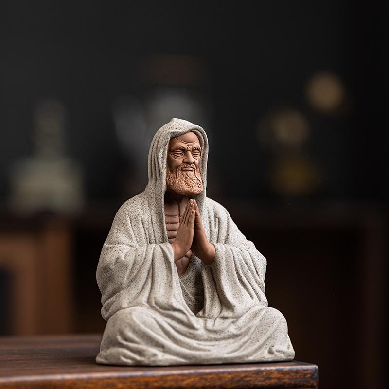 置物 菩提達磨 陶磁器 人物像 禅意 新中式スタイル 工芸品 インテリア装飾 ディスプレイ オブジェ 飾り棚 壁龕用 美術品 縁起物 開運 ギフト