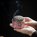 香炉 お香立て 陶器製 磁器製 エナメル彩 花柄 百花繚乱 渦巻き線香 線香対応 室内 リビング 寝室 玄関用 癒し リラックス 高級感 和モダン 白檀 沈香 インセンスホルダー