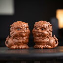 置物 中華風 招福 開運 獅子 ペア 紫砂陶器 かわいい 縁起物 リビング 茶室 インテリア 飾り棚 アジアン オブジェ 伝統 工芸 動物モチーフ 玄関 デスクトップ 和室 プレゼント