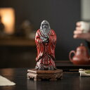 陶磁器 置物 中国風 老子 人物像 彫刻 オブジェ インテリア 卓上 リビング 書斎 玄関 茶室 飾り 赤色 高級感 伝統美術 工芸品