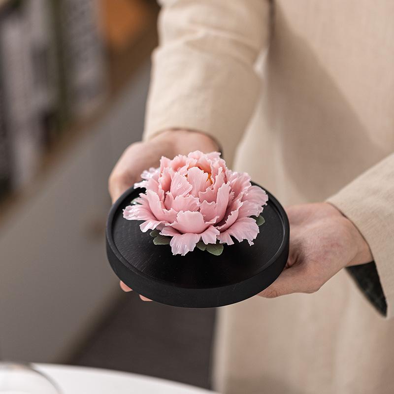アロマディフューザー 陶磁器 セラミック 牡丹の花 和モダン 芳香器 リビング オフィス 玄関 寝室 卓上..