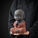 置物 大サイズ 陶器 小坊主 禅 中国風 アジアン 和モダン 室内装飾 リビング 書斎 茶室 玄関 飾り棚 ディスプレイ オブジェ 癒し 和みアイテム シックなデザイン