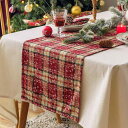 テーブルランナー クリスマス 新年 お祝い 高級感 上品 洗練された 北欧スタイル ポリエステル 麻 布製 チェック柄 格子柄 レッド 赤色 ランチョンマット 食卓 ダイニング リビング