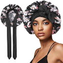 ナイトキャップ レディース 女性用 ヘアケア 髪の毛保護 シャワーキャップ 睡眠用 伸縮性 ストレッチ プリント柄 かわいい おしゃれ リボン付き ポリエステル素材 オールシーズン お風呂上がり 旅行用