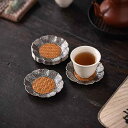 茶托 中華風 合金製 竹編みデザイン レトロ 高級感 耐熱 断熱 やけど防止 茶道 功夫茶器 茶道具