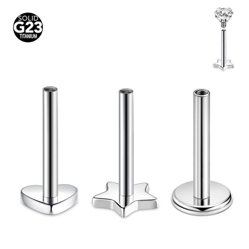 ボディピアス ユニセックス F136チタン製 ラブレットスタッド 内ネジ式 軸径1.2mm 6mm 8mm 10mm ハート..