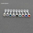 ボディピアス 男女兼用 アクリル 1.6x16mm 透明 ソフトシャフト ラインストーン装飾 舌ピアス タンバーベル ファッション アクセサリー 普段使い 多色展開(4)