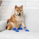 犬 靴 ドッグシューズ 小型犬 中型犬 ペット 防水 落下防止 レインブーツ かわいい 防傷汚れ ソフトソール ブラック レッド ブルー