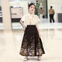 漢服 キッズ 女の子 白トップス 黒 馬面スカート セットアップ 上下セット 明代風 中国古風 伝統衣装 夏 ポリエステル素材 発表会 イベント 写真撮影用