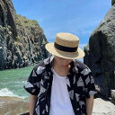麦わら帽子 メンズ レディース フラットトップ 平つば 春夏 海 ビーチ リゾート 日よけ UV対策 カジュアル ナチュラル ブリティッシュ 万能