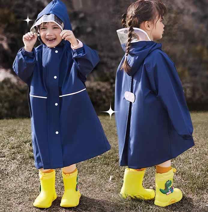 レインコート キッズ カッパ 男の子 女の子 子供用 小学生 通学 スクール バッグ付き ブルー カーキ