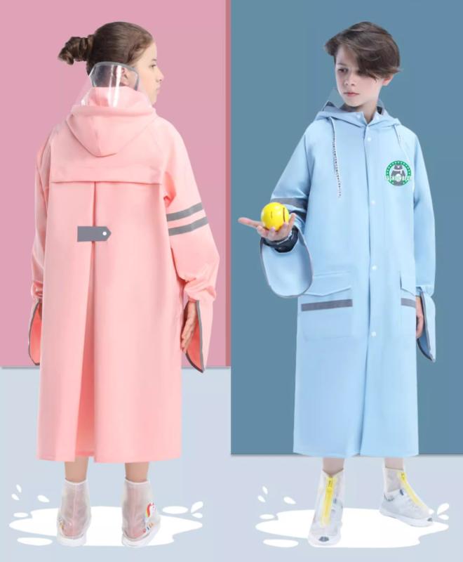 レインコート キッズ カッパ 男の子 女の子 子供 小学生 中学生 高校生 通学 スクール 防水 ブルー ピ..