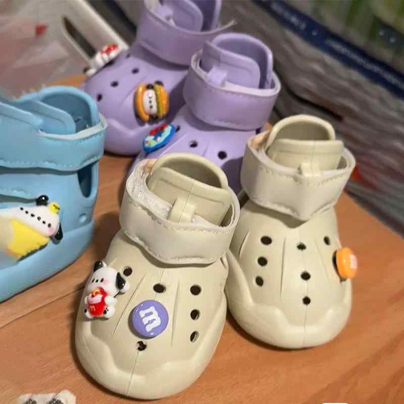 犬 靴 ドッグシューズ サンダル 中型犬 カジュアル 脱げにくい 汚れ防止 穴あき ベージュ パープル ブルー